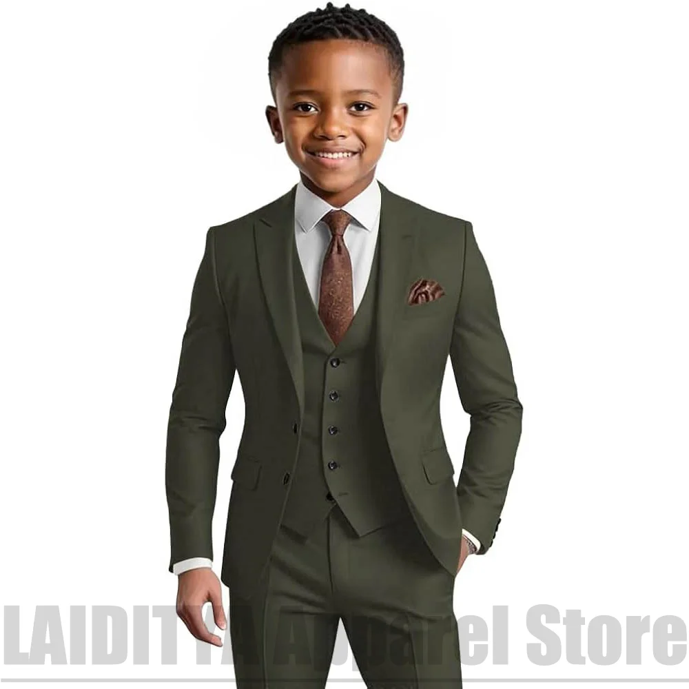 Boys Three Piece Suit Set Blazer Vest Pants Kids Formal Outfit For Wedding Birthday Party Tuxedo Graduation Banquet Wear