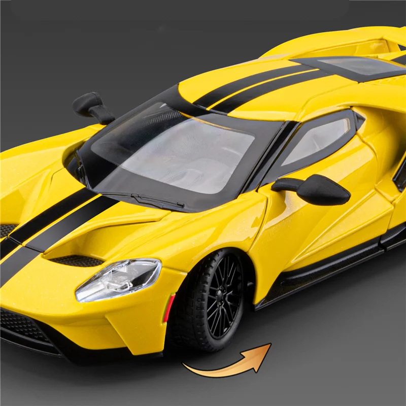 1:24 Ford GT Alloy Sports Car Model Diecasts Metal Racing Vehicles Car Model Simulation Sound and Light Collection Kids Toy Gift
