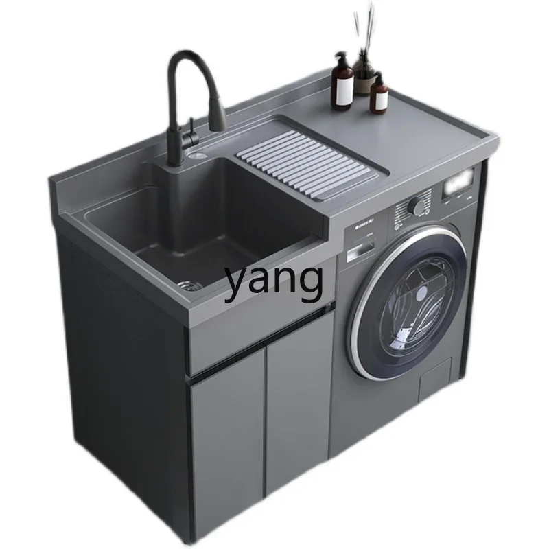 CX Space Aluminum Balcony Washing Machine Cabinet Combination Roller Laundry Sink Pool Table with Rubbing Board