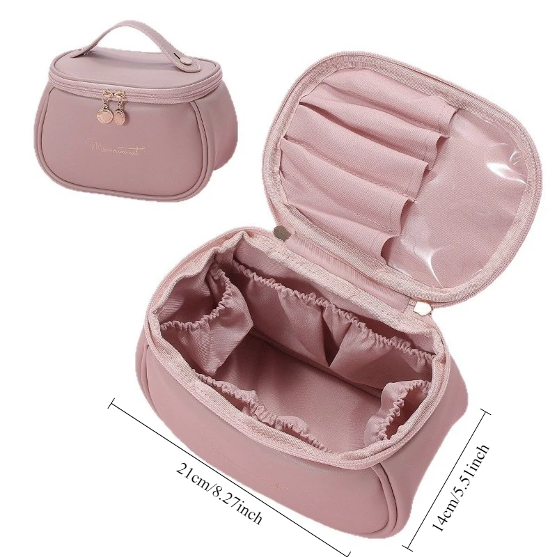 حقيبة سفر جديدة للعناية الشخصية من مصنع أمازون حقيبة مكياج بسيطة للنساء بسحاب سعة كبيرة محمولة ذات ملمس راقي
