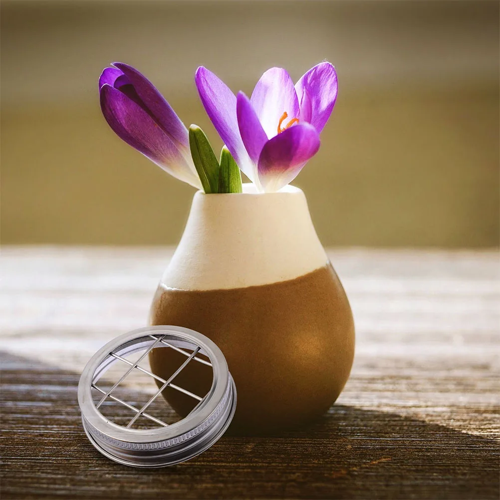 

Mason Jar Sprouting Lid Flower Arrangement Split Mesh Grid Covers Glass Bottle Vase Floral Inserts Wide Mouth Kitchen Bar