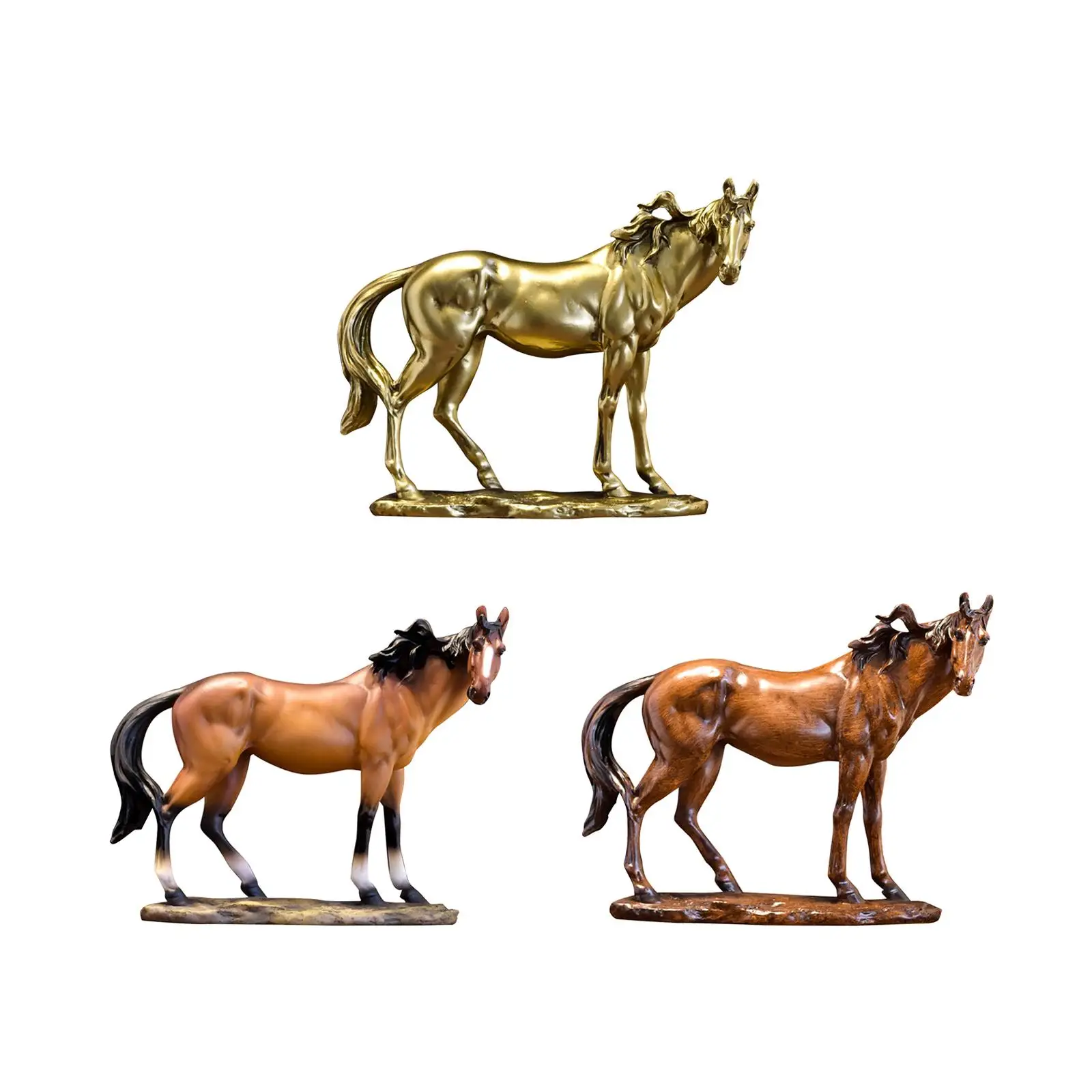 

Horse Figurine Resin Collectible Tabletop Ornament for Shelf Office Entrance