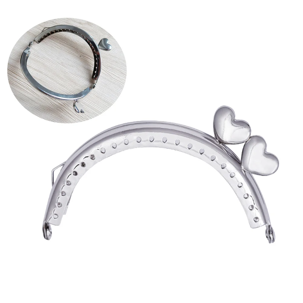 하트 모양 동전 지갑 프레임 반원형 8.5cm 철 가방 액세서리 빈티지 각인 녹 방지 DIY 핸드백