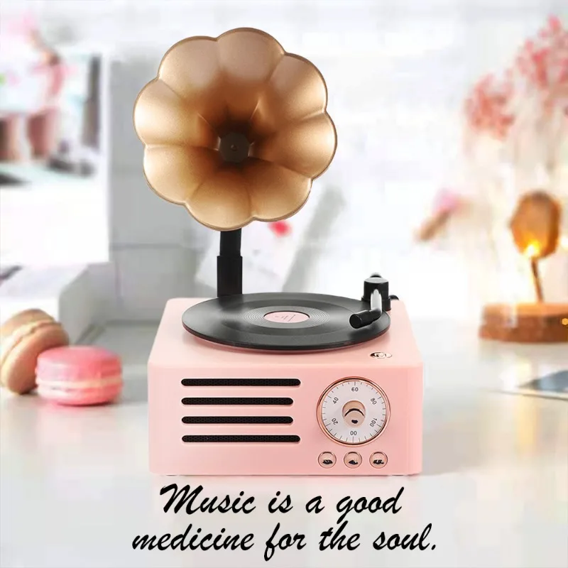 Retro Bluetooth Wireless Speaker Vinyl Turntable Record Creative Gift Home Ornament Gramophone