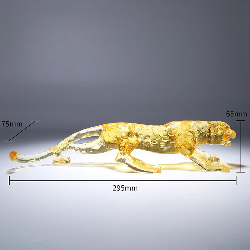 Creative Crystal Leopard Figure Home Decor Ornament Office Desktop Decoration Collectible Crafts Panther Sculpture