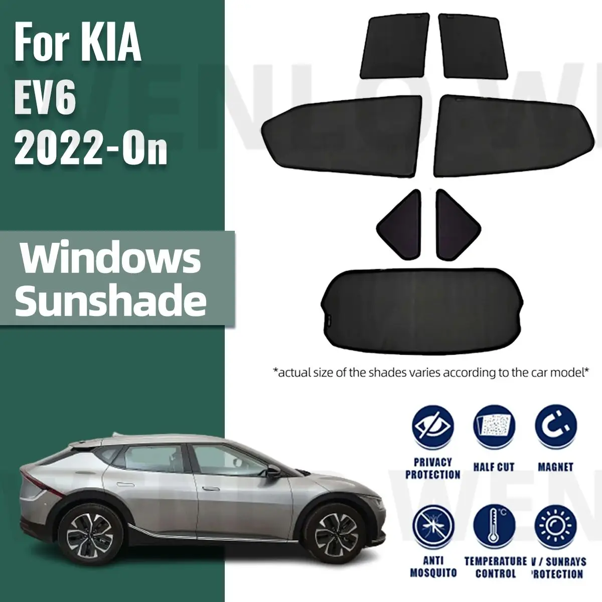 Pelindung sinar matahari mobil magnetis, tirai kaca depan pelindung Uv jendela untuk KIA EV6 CV 2022 2023 2024, tirai Visor pelindung matahari mobil