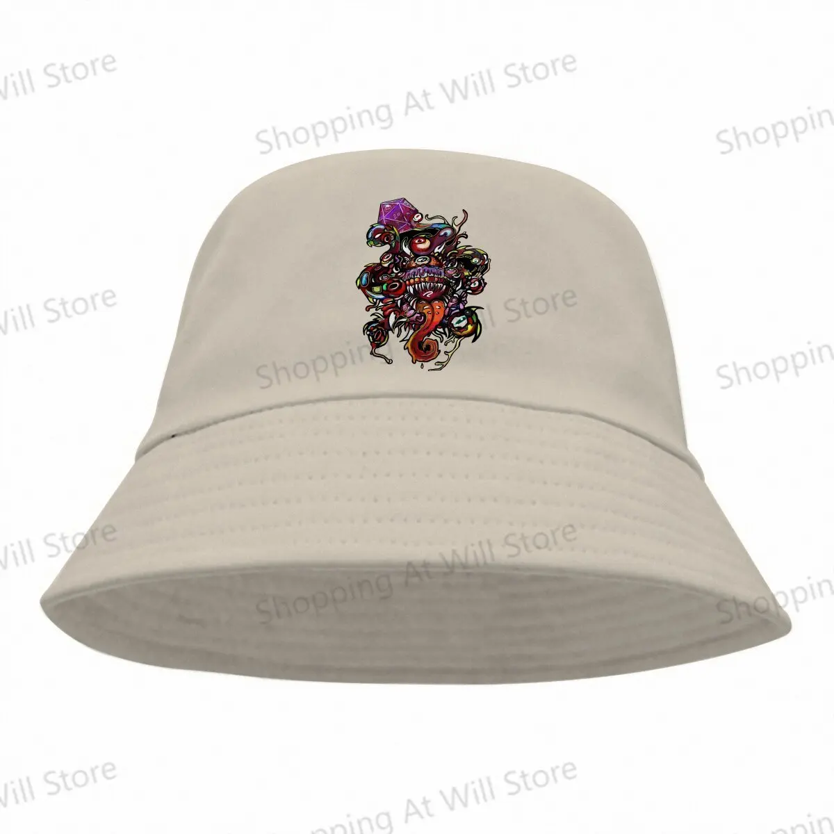 DND Game Beholder and Dices Unisex bob Bucket Hats Men And Women Beach Hat Creative Gift