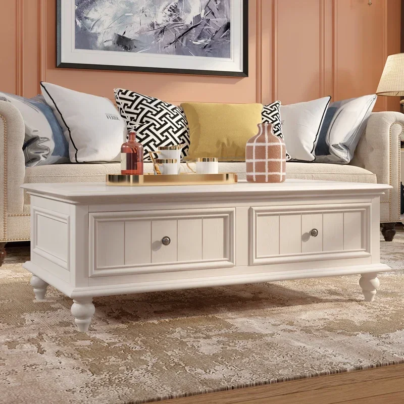 

American-Style Solid Wood Tea Table Modern Minimalist Ash Coffee Table TV Cabinet Combination