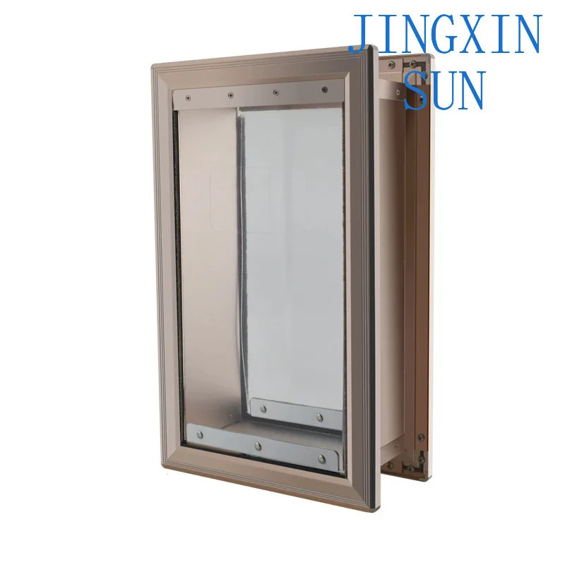 New Aluminum Pet Dog Door Auto Reset Wall Mounted Free Entry Exit Gate for Dogs
