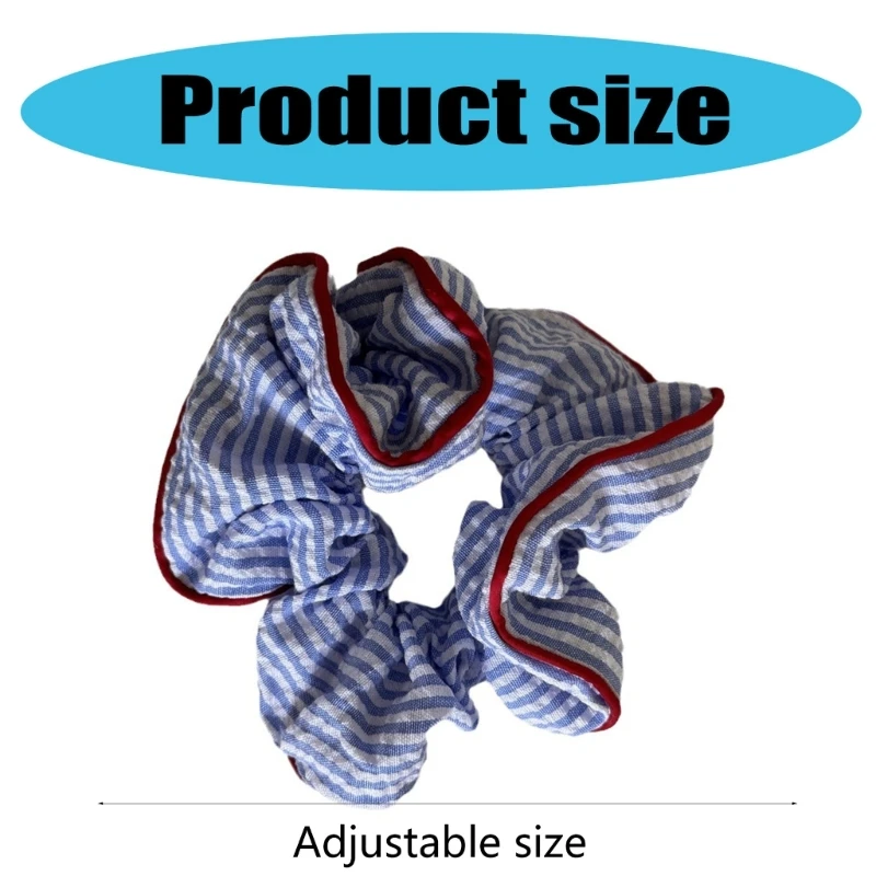 Rambut Bergaris Scrunchy French Ruffle Elastic Scrunchies Semua Ikat Rambut Cocok
