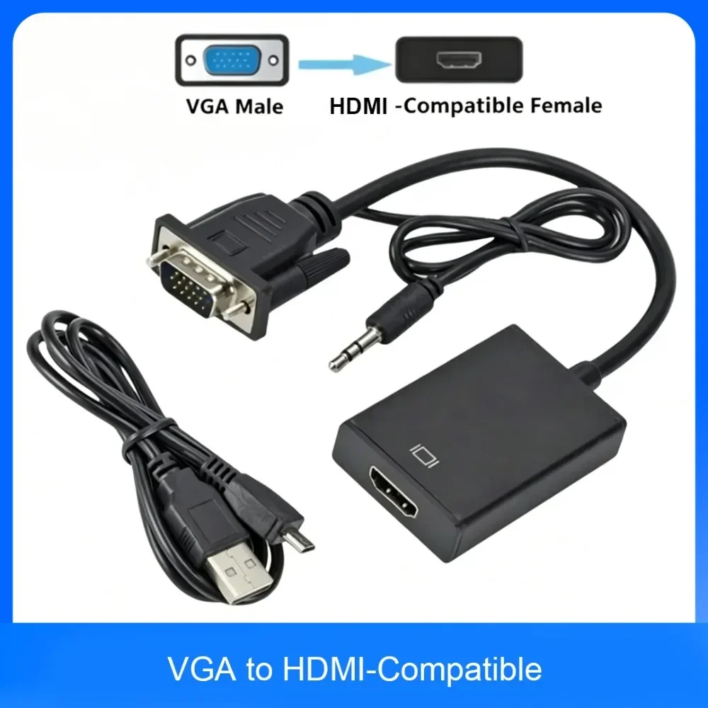 1080P VGA To HDMI-Compatible Video Audio Converter Adapter With Audio Output Plug And Play For Laptop PC HDTV Projector Monitor