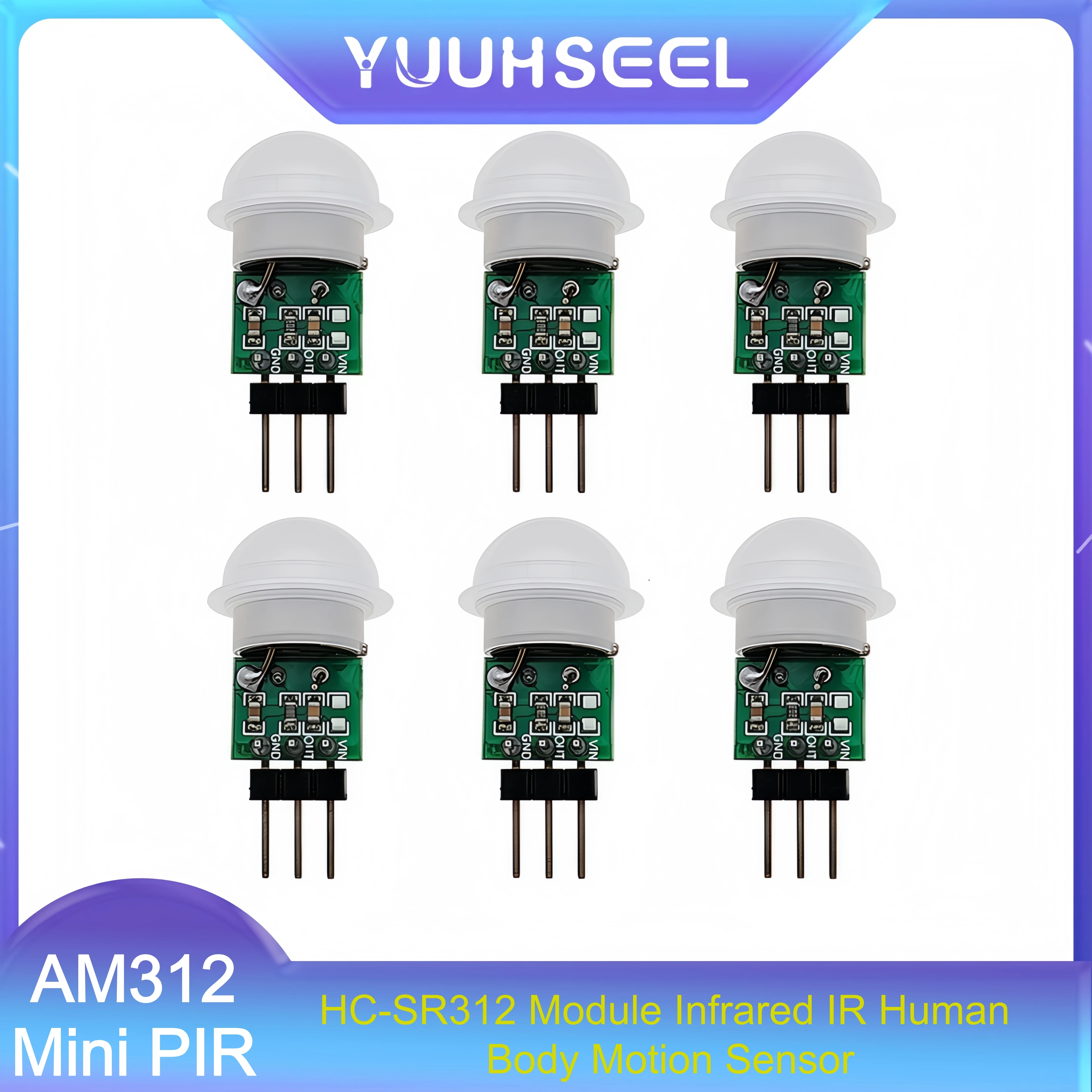6PCS AM312 Mini PIR HC-SR312 Module Infrared IR Human Body Motion Sensor Compatible with Arduino Microcontroller Project