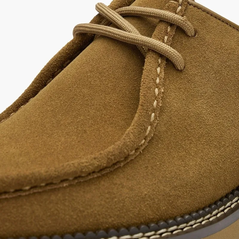 British Handmade Waterproof Thick Bottom Casual Work Desert Genuine Leather Shoes Men's Square Toe Sport Cowhide Derby Oxfords