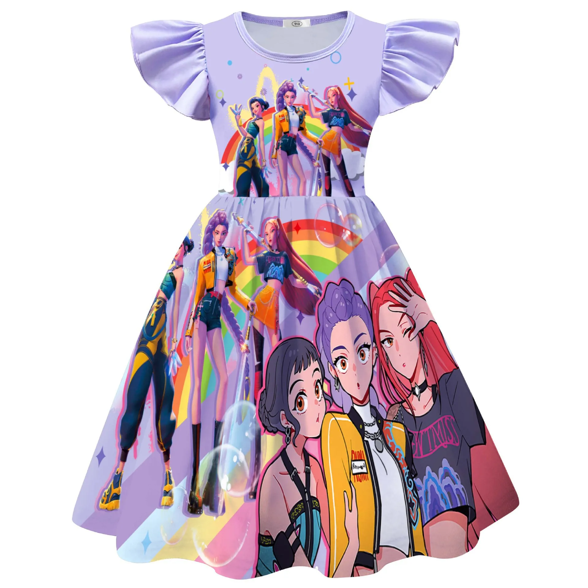 Kpop شيطان الصيادين المعبود زوي زي رومي ميرا تأثيري فستان للفتيات الاطفال ملابس للحفلات هالوين كرنفال زي حفلة تنكرية ﻿