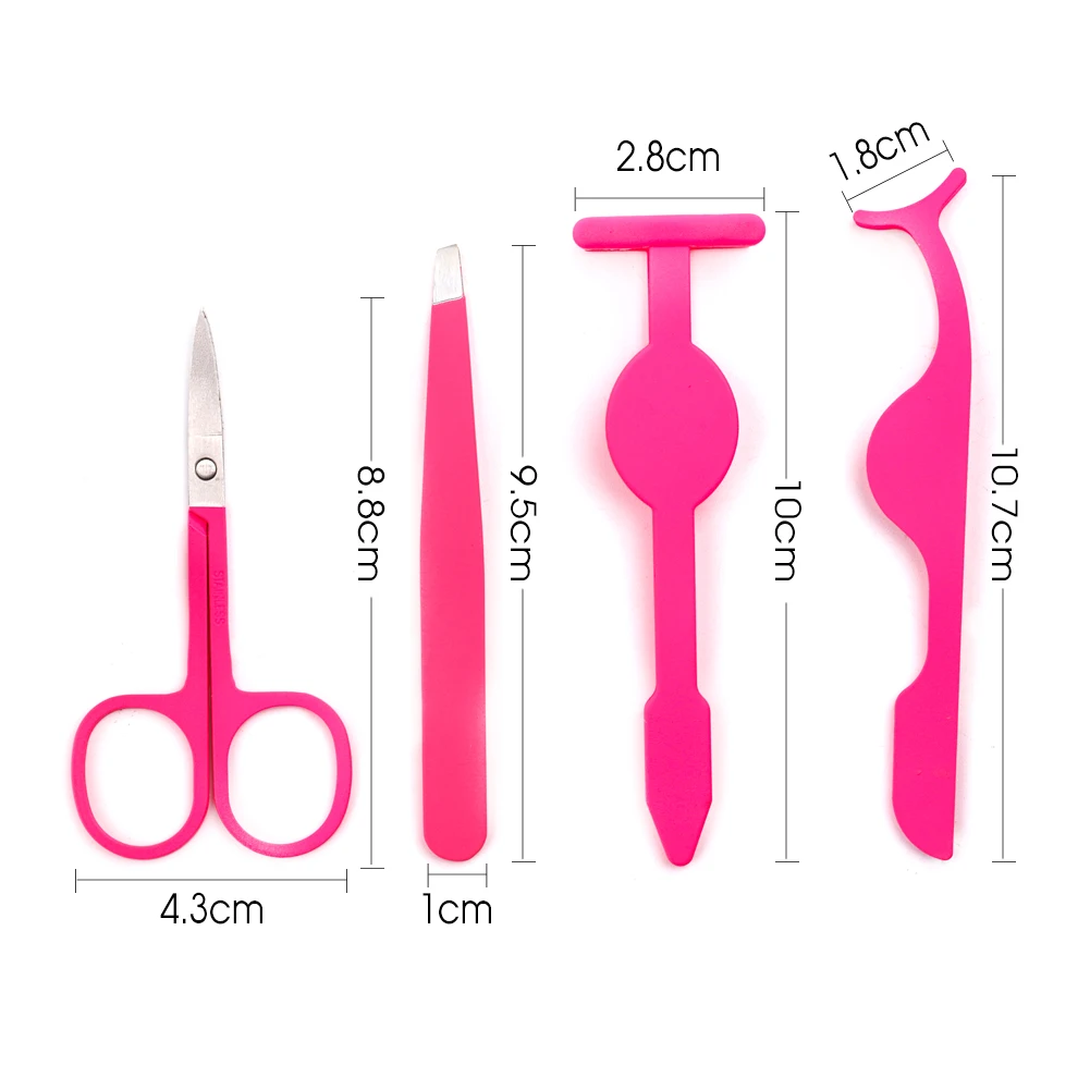 GEMERRY Stainless Steel Eyelash Curler Eyebrow Clip Eyebrow Scissor Aid Four-piece Set Tweezers Holster  Makeup Tools