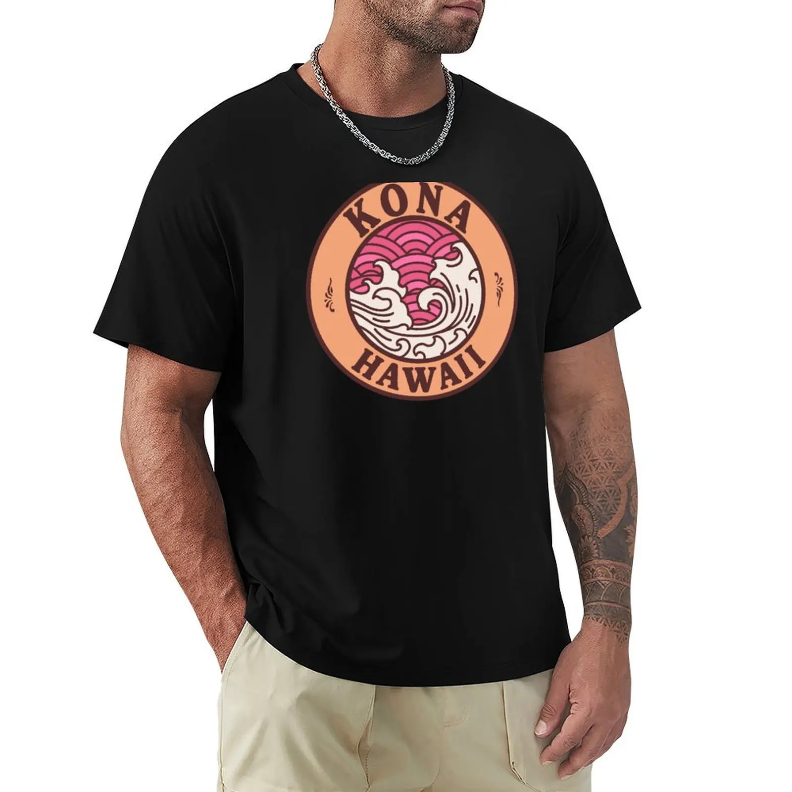 

Kona Hawaii Waves Retro Badge T-Shirt croswit shirt man affliction shirts luxury designer heavyweights mens clothes