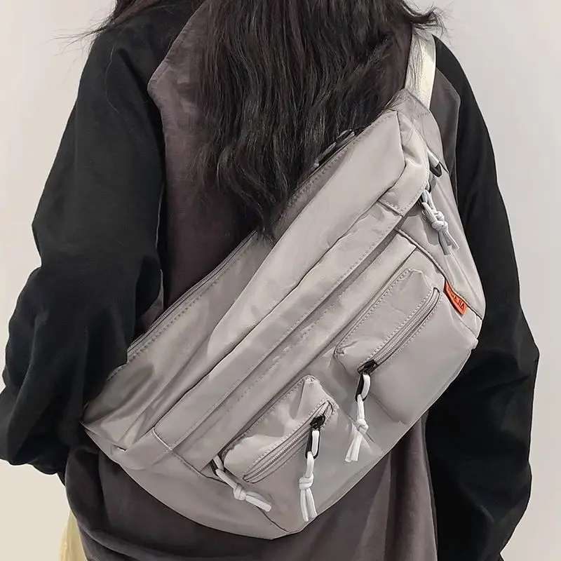 

New Handbag Large Capacity Crossbody Bag Nylon Belt Pouch Travel Hip Bag Casual Solid Color Chest Bags Couple Young Student