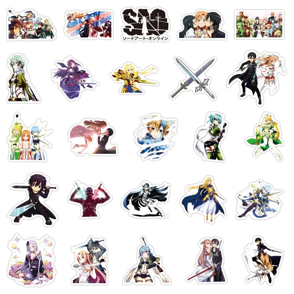 10/30/50PCS Cartoon Riman New Sword Art Online Graffiti Creative Sticker Desk Guitar  Refrigerator Waterproof Sticker Wholesale