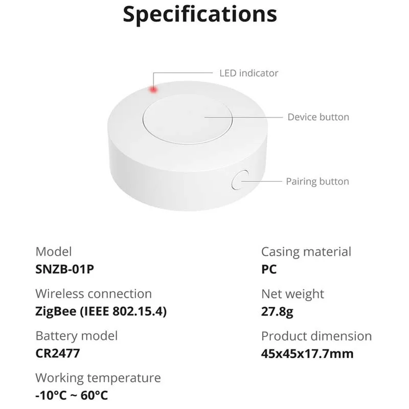 Sonoff zigbee SNZB-01P interruptor sem fio cena inteligente controle bidirecional eletrodomésticos via ewelink para trabalhos em casa inteligente