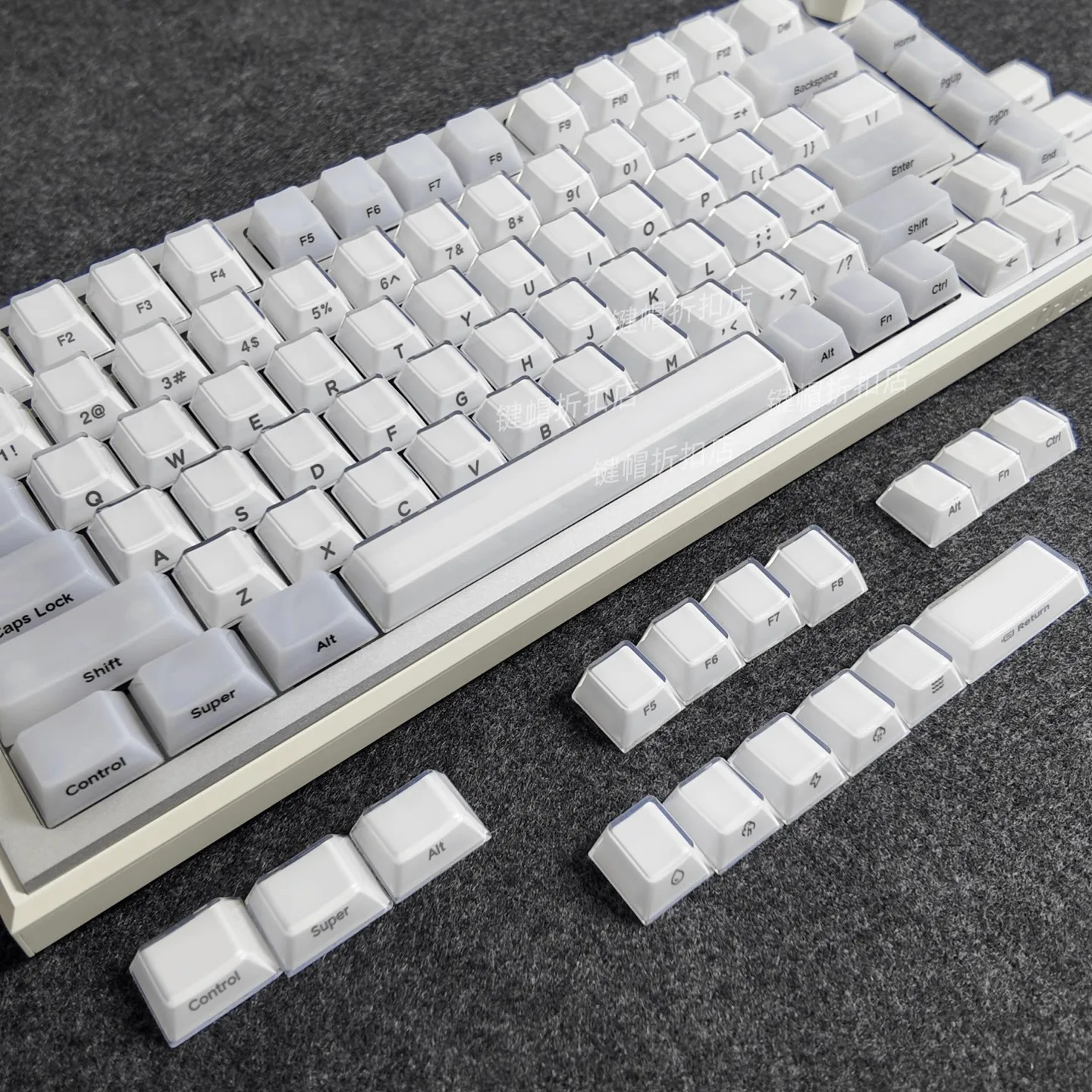 

Cherry Crystal punk keycap square round transparent mechanical keyboard 104 universal 87 white low keycap