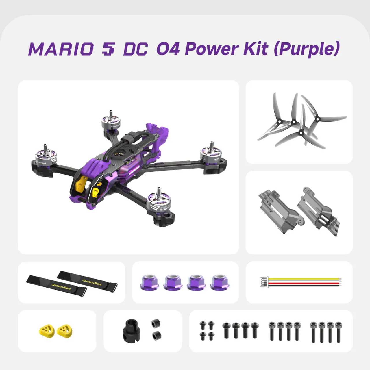 SpeedyBee Mario 5 DC / XH 5 pouces FPV Freestyle Drone Quadcopter - Kits d'alimentation WTFPV / O4 Pro