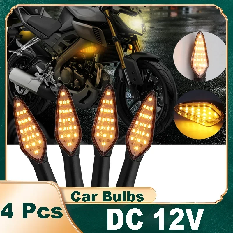 4 Pcs Motorcycle Off-road Vehicle LED Turn Signal Light Universal 12V E-mark Certified Turn Signal Indicator Light Blinker Flash