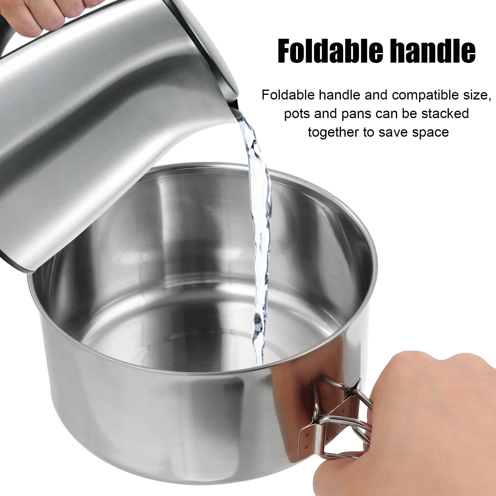 

4 Pcs/Set Stainless Steel Cooking Utensils Outdoor Tableware Pot Camping Pan Cookware Kitchen Portable for Use