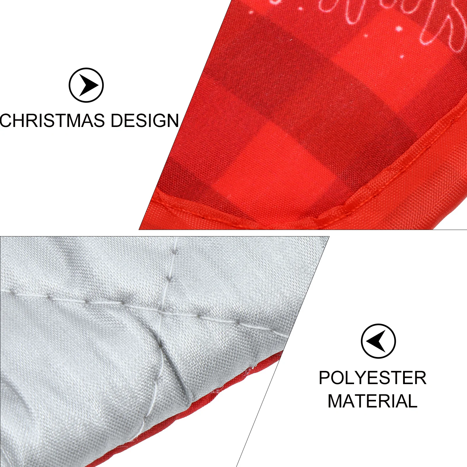 

2Sets Christmas Oven Gloves Mats Set Red Heat Resistant Insulated Anti-Scald Gloves Cooking Baking Kitchen Supplies