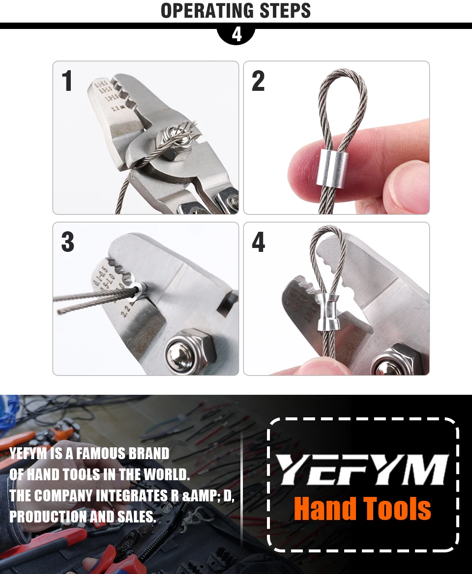 Drahtseil-Crimpzange – Swager und Crimpzange für Angelschnüre und Aluminium-Crimpschlaufenhülsen bis zu 2,2 mm Zange – Detail 7