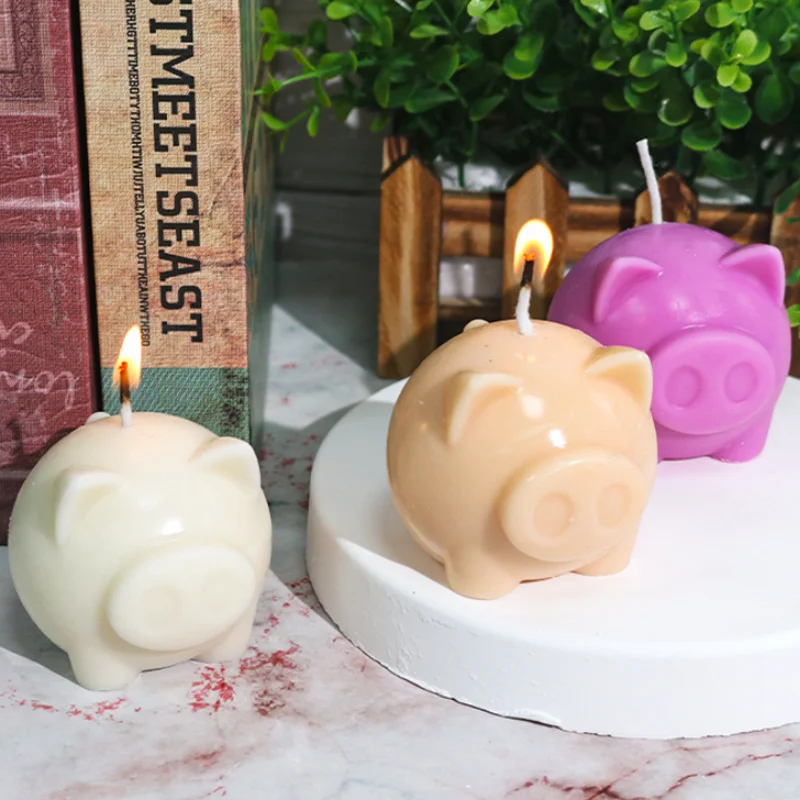 3D Cartoon Pig Silicone Candle Mould Piggy Soap Resin Plaster Making Tool Cute Animal Chocolate Ice Cube Mold Desk Decor Gifts