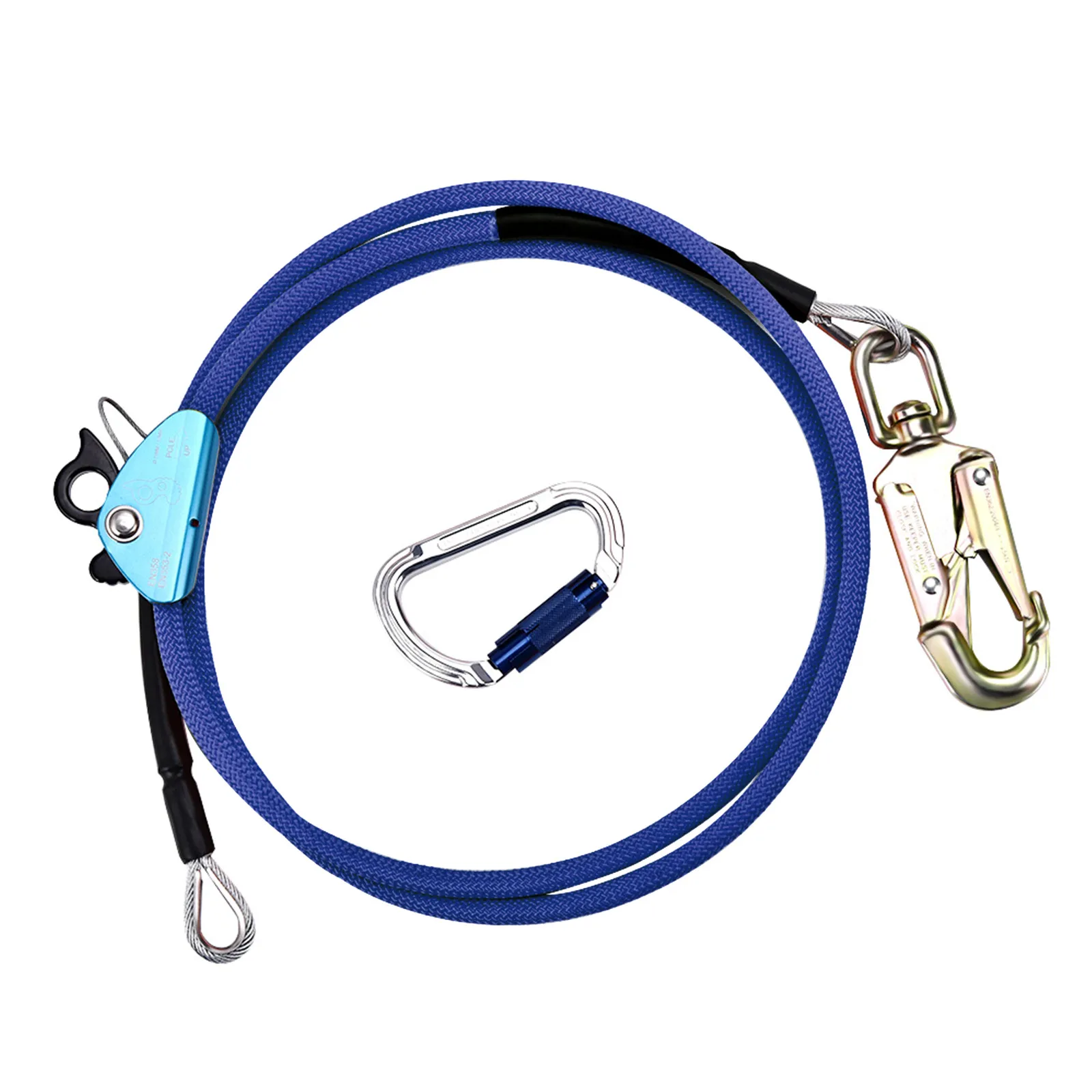 12 mm x 3,6 m Sicherheitsgurt mit Triple-Lock-Karabiner-Einsteller, verstellbarem Schlüsselband, niedrige Verlängerung zum Absturzsicherung