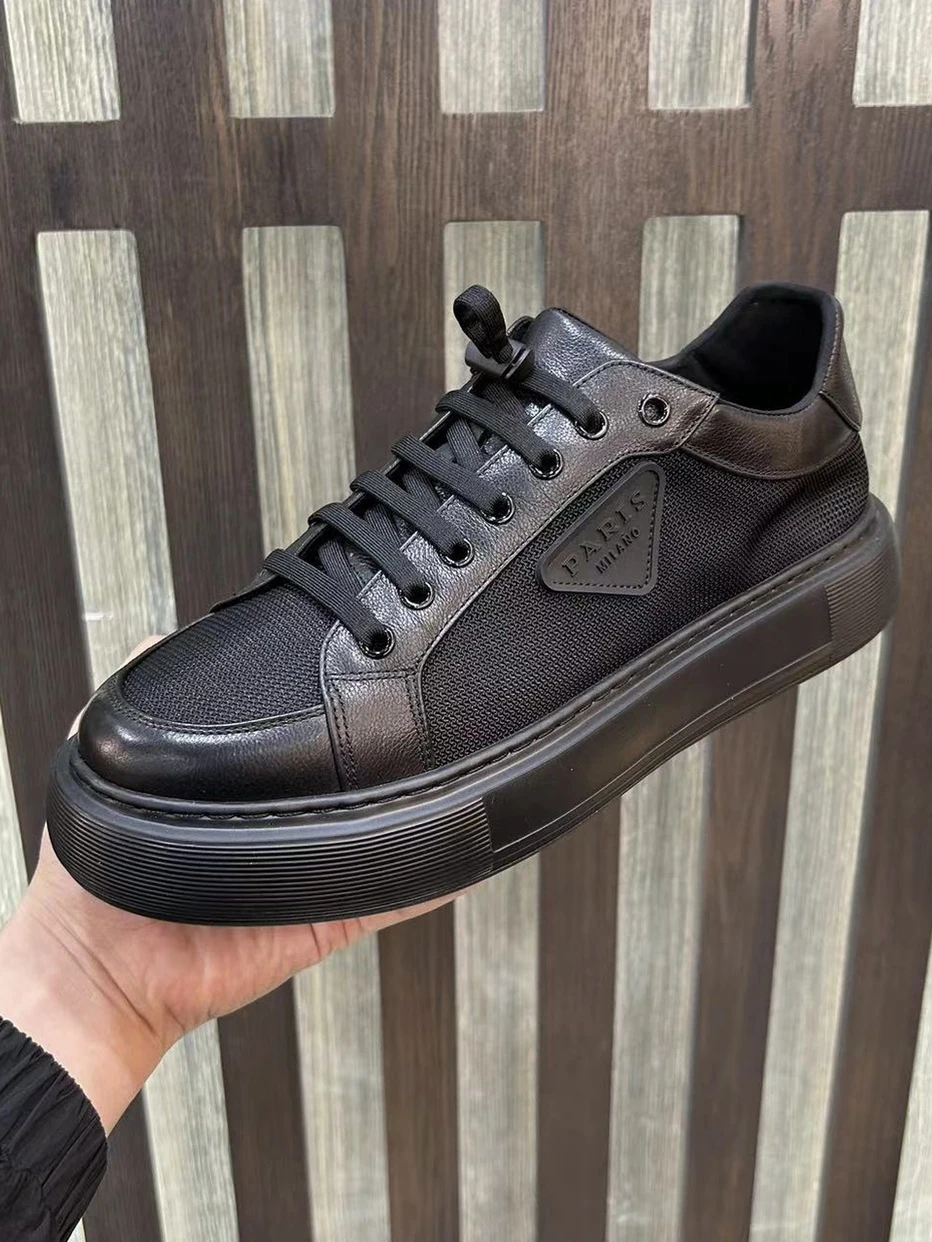 

Повседневные мужские кроссовки из кожи и ткани, дышащие мягкие ботинки с круглым носком на каблуке Bla oes, весна-лето, новинка Sle Fai...