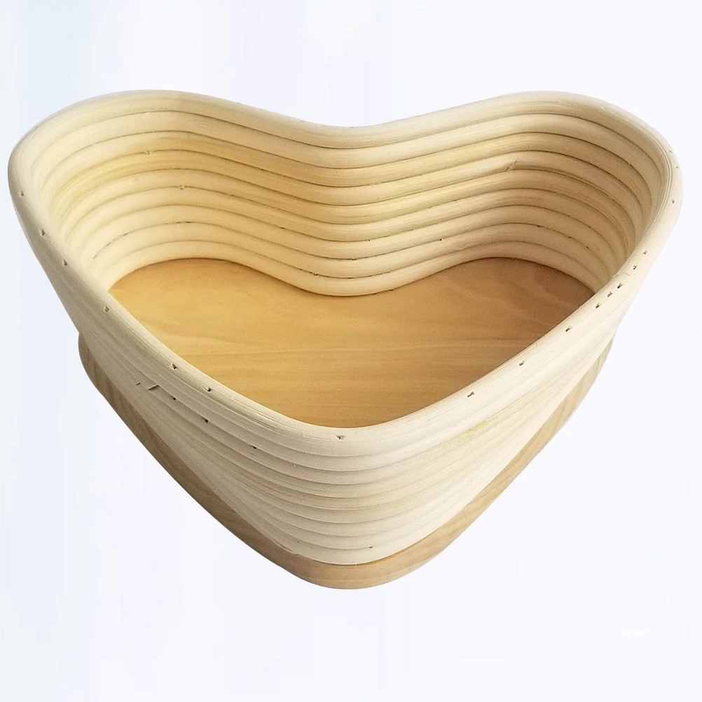 

Natural Vine Proofing Basket Heart Shape 21.5X19Cm Baking Tool For Sourdough Rising Fermentation With Cover Khaki