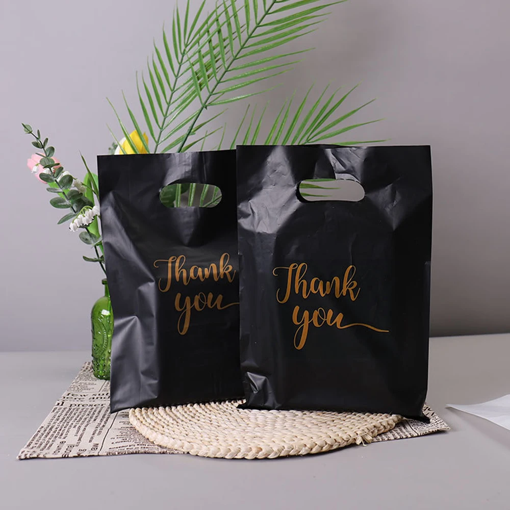 10/50/100Pcs Thank You Gift Bags Plastic Wedding Birthday Party Treat Bags Favors Small Business Shopping Candy Cookie Packaging