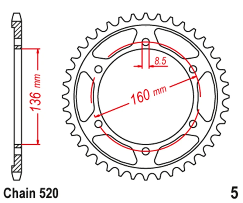 520 Motorcycle Rear Sprocket For BMW F650 F650GS Dakar 99-05 F650GS 99-07 G650GS 11-15 Sertao 12-13