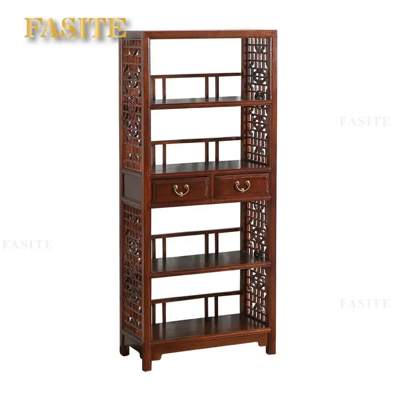 For New Chinese Modern Simple Furniture Pear Color Bookcase Solid Wood Bookshelf with Drawer Display Storage Shelf