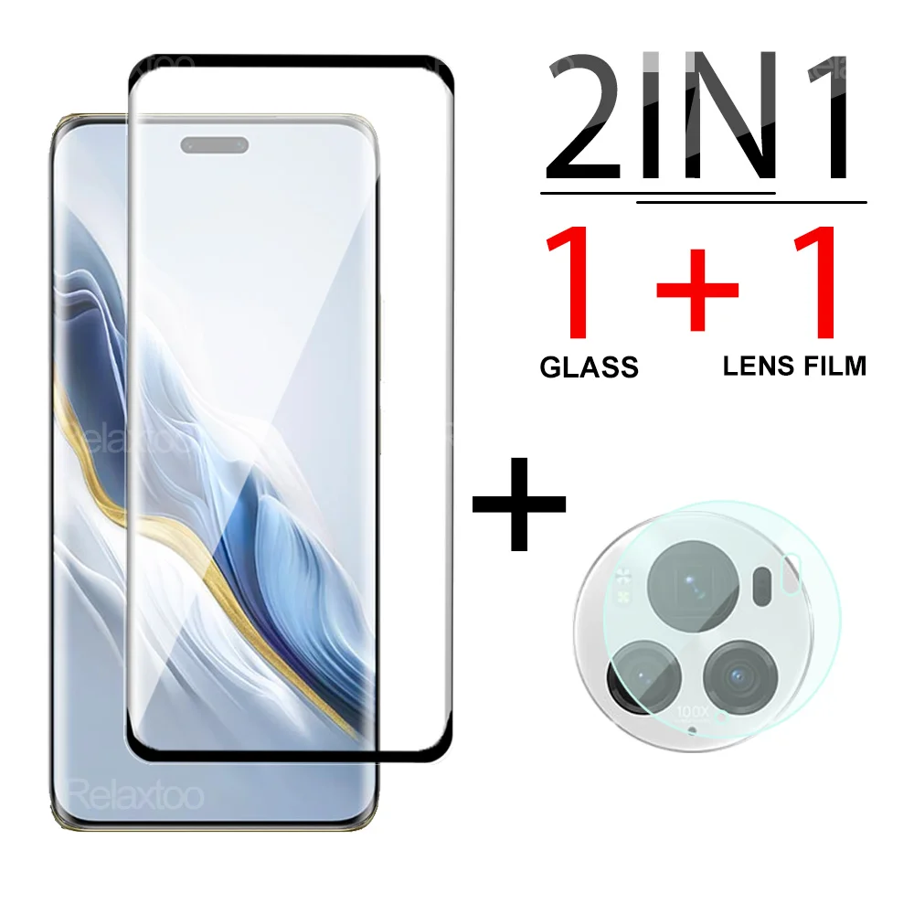 Cristal Curvo 2 en 1 para Honor Magic6 Pro 5G, Protector de pantalla de lente de cámara para Honor Magic6Pro Magic 6Pro 6 pro 5g, vidrio templado HD
