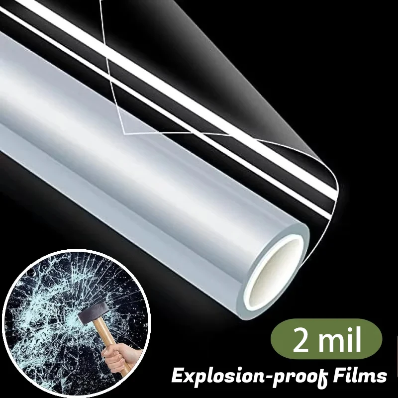 Explosion-Proof Safety Window Film Transparent Safety Glass Protective Film Self-Adhesive Shatterproof And Explosion-Proof Film.