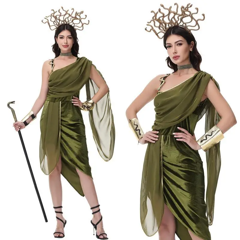 Halloween Medusa Rollenspel Outfit Bar Par Nachtclub Slangharige Heks Cosplay Traditioneel dameskostuum Toneelkostuum