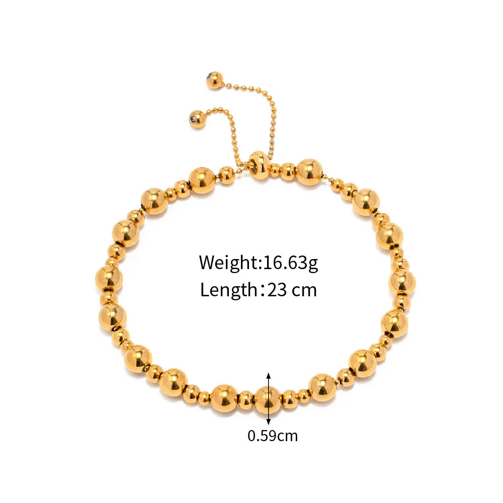 Stainless Steel PVD 18K Gold Plated Tarnish Waterproof Irregular Big Small Beads Bracelets  For Woman Jewelry Wholesale INS