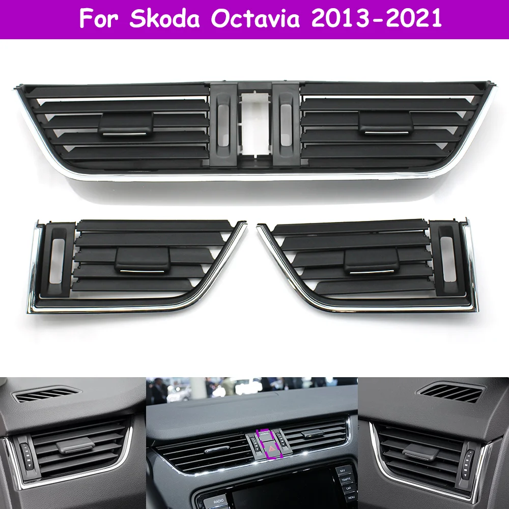 Octavia Auto Front Center Dashboard Links Rechts Midden Ac Vent Grille Air Vent Panel Cover Voor Skoda 2013-2021 5E0820951C