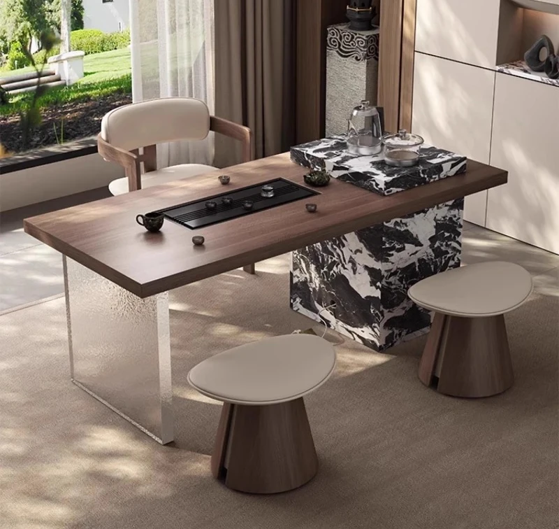 

Customizable tea table household modern light luxury high-end rock slab balcony