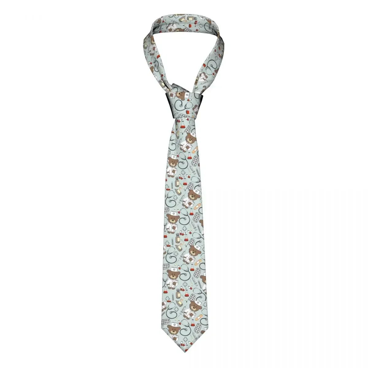 Formal Nurse Pattern With Bear Neck Tie for Office Personalized Men Health Care Nursing Neckties