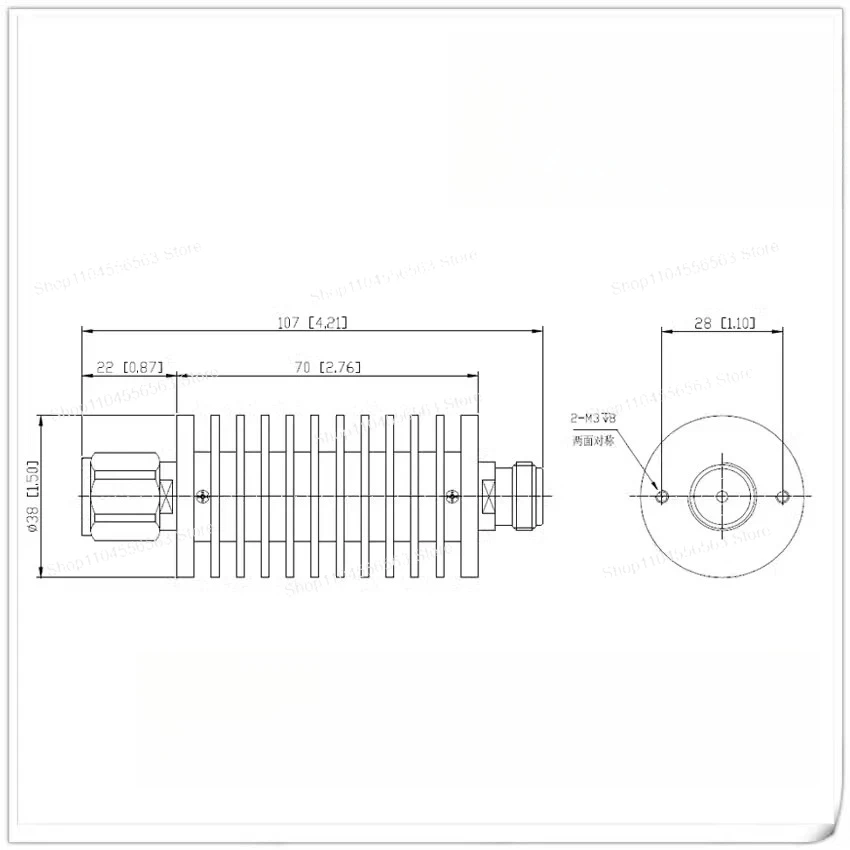 50W電力6G周波数SMA/N/DIN/4310コネクタ用オプション同軸固定減衰器