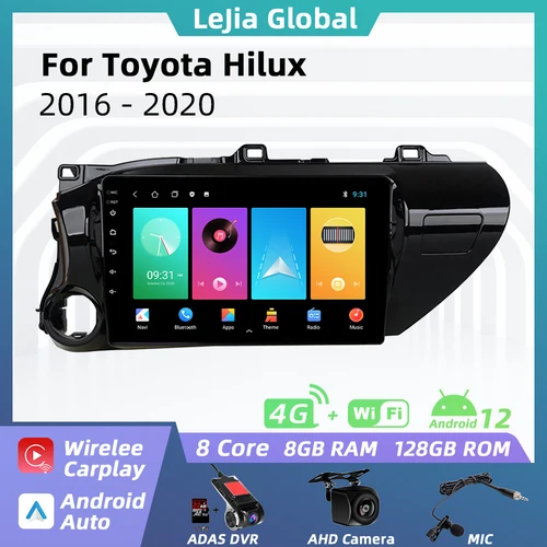 Radio con GPS para coche, reproductor Multimedia con pantalla, autorradio, Android, estéreo, para Toyota Hilux 2016 - 2020