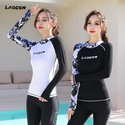 Women Two Pieces Professional WaterProof Surfing Swim Shirts+Pants UV Protection Lycra Quick-Drying Beach Bathing Rash Guard