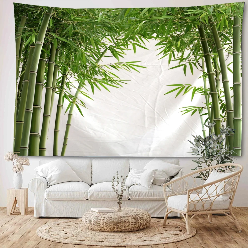 

Beautiful sunshine bamboo forest landscape background wall decoration tapestry misty bamboo forest landscape tapestry