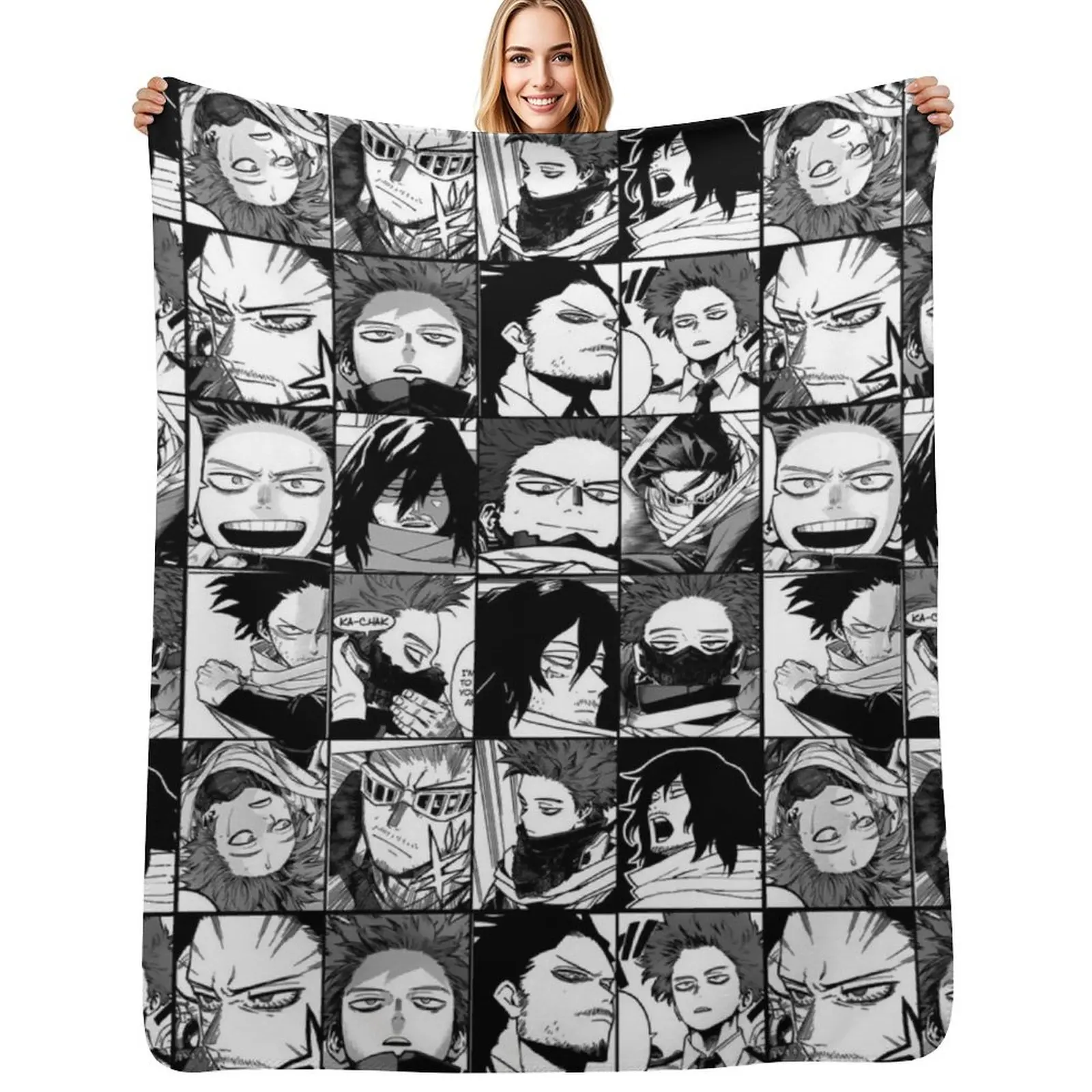 Aiza wa and Shin zo mix manga panels collage Throw Blanket Modern Design Soft Blanket for Home Decor