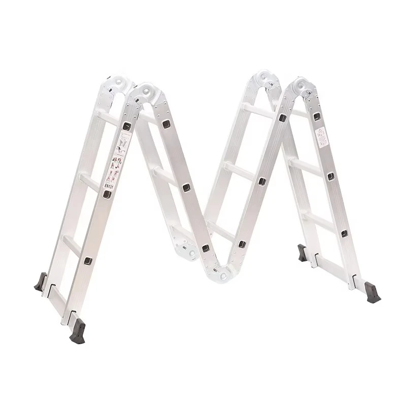 Multifunctional aluminum ladder 3.7 meters heavy-duty multifunctional folding ladder with safety locking hinge