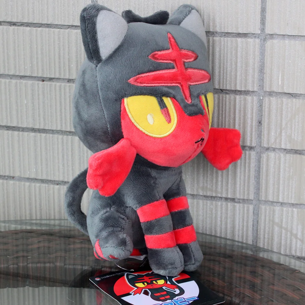 Pokemon LEGENDS Litten Fire Cat 8 "juguete de peluche, Pokémon Sword Shield Animal relleno violeta escarlata dibujos animados juego en casa muñeco de peluche